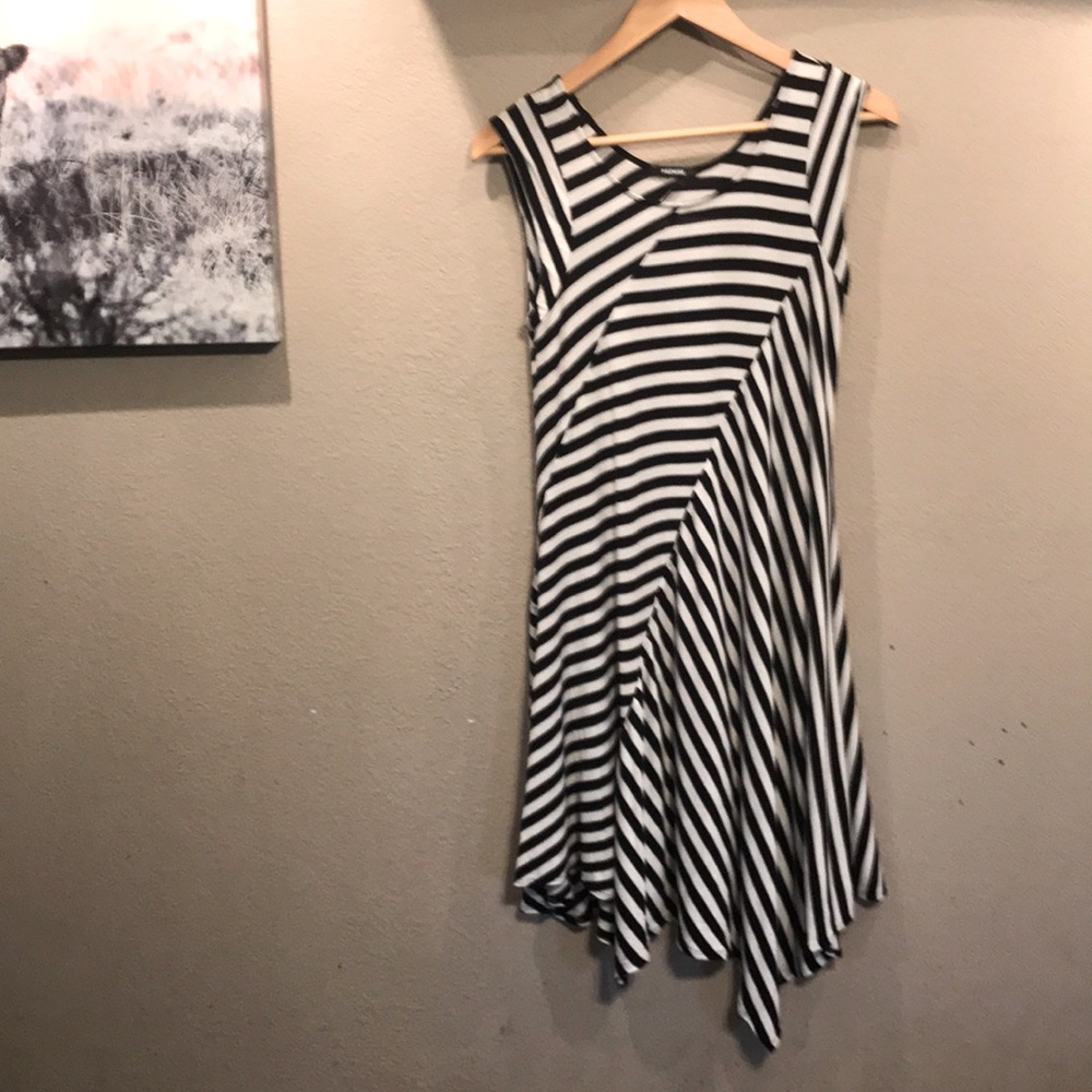 Black and white striped dress